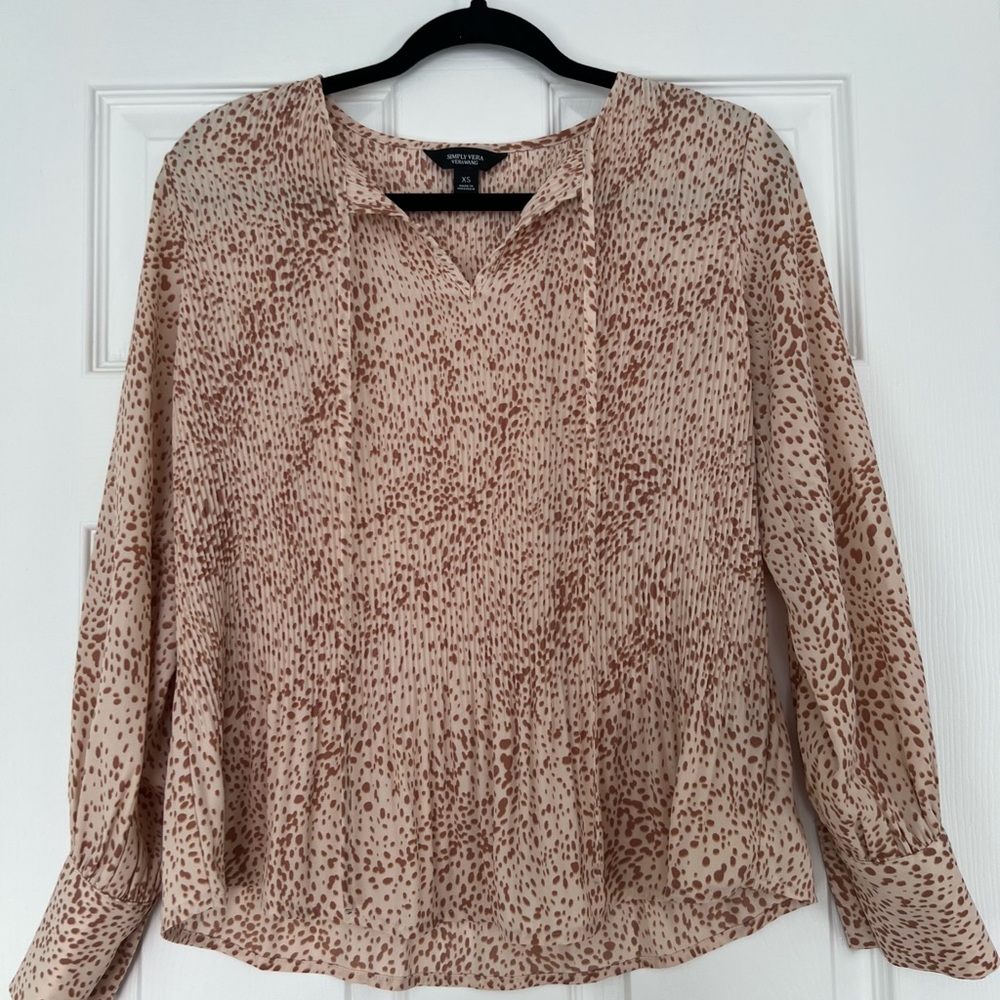 Simply Vera Vera Wang Beige Spotted Blouse XS